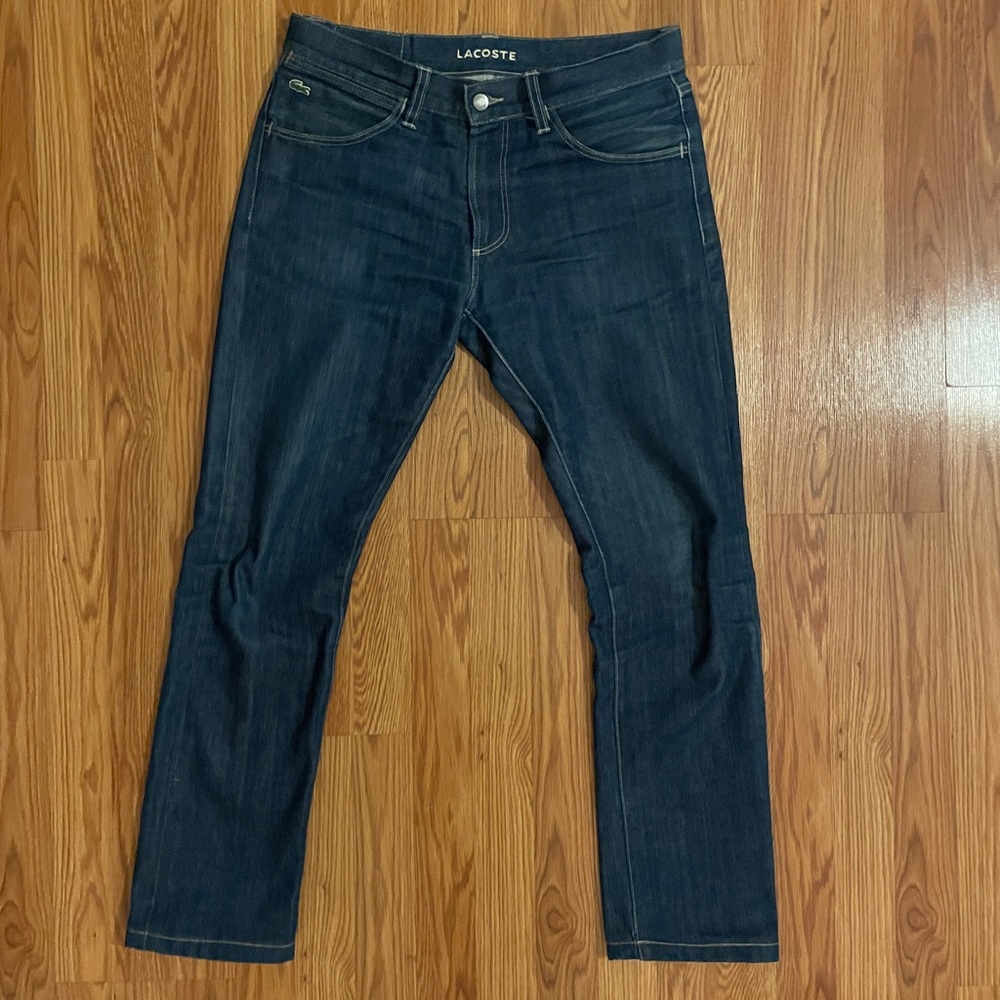Lacoste raw denim blue jeans 32x30 skinny fit